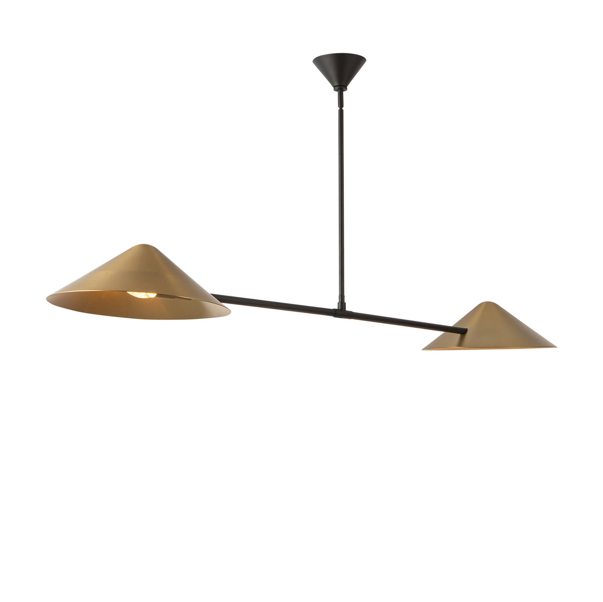 Concord 2 Light Linear Pendant 58", Brushed Brass and Matte Black