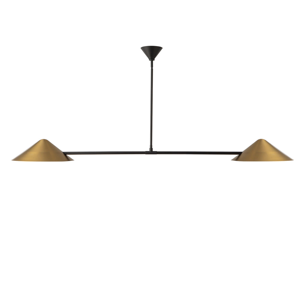 Concord 2 Light Linear Pendant 58", Brushed Brass and Matte Black