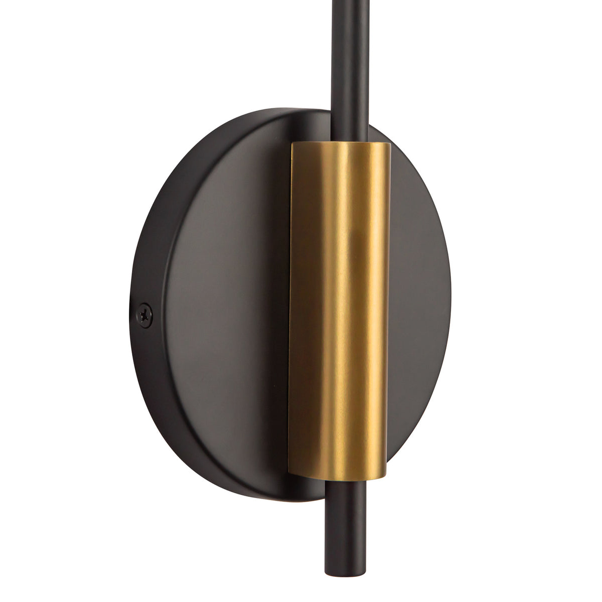 Concord Swing Arm Wall Sconce, Brushed Brass and Matte Black
