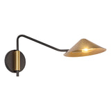 Concord Swing Arm Wall Sconce, Brushed Brass and Matte Black