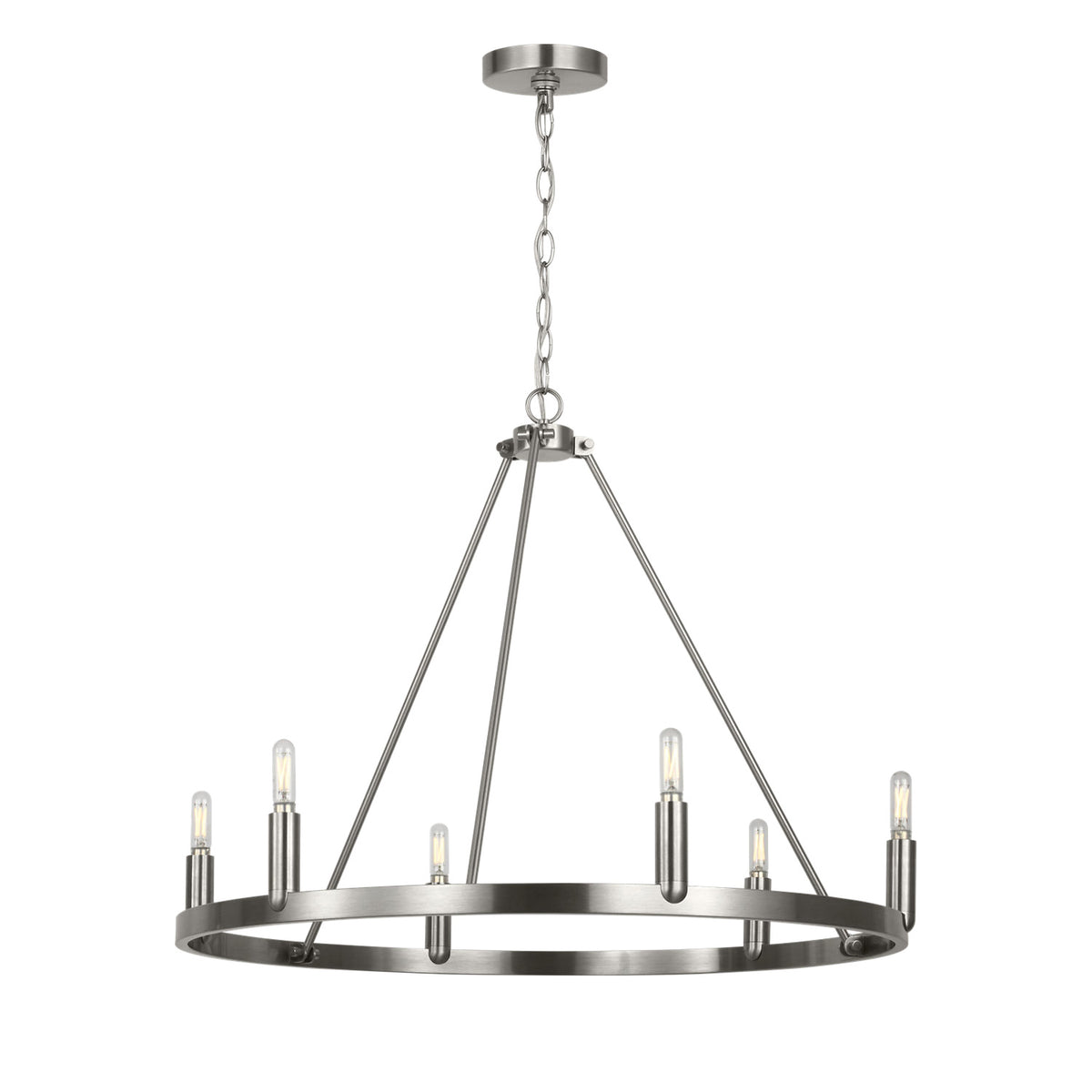 Trenton 6 Light Chandelier 28", Brushed Nickel