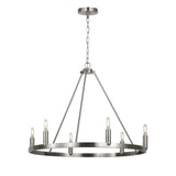 Trenton 6 Light Chandelier 28", Brushed Nickel