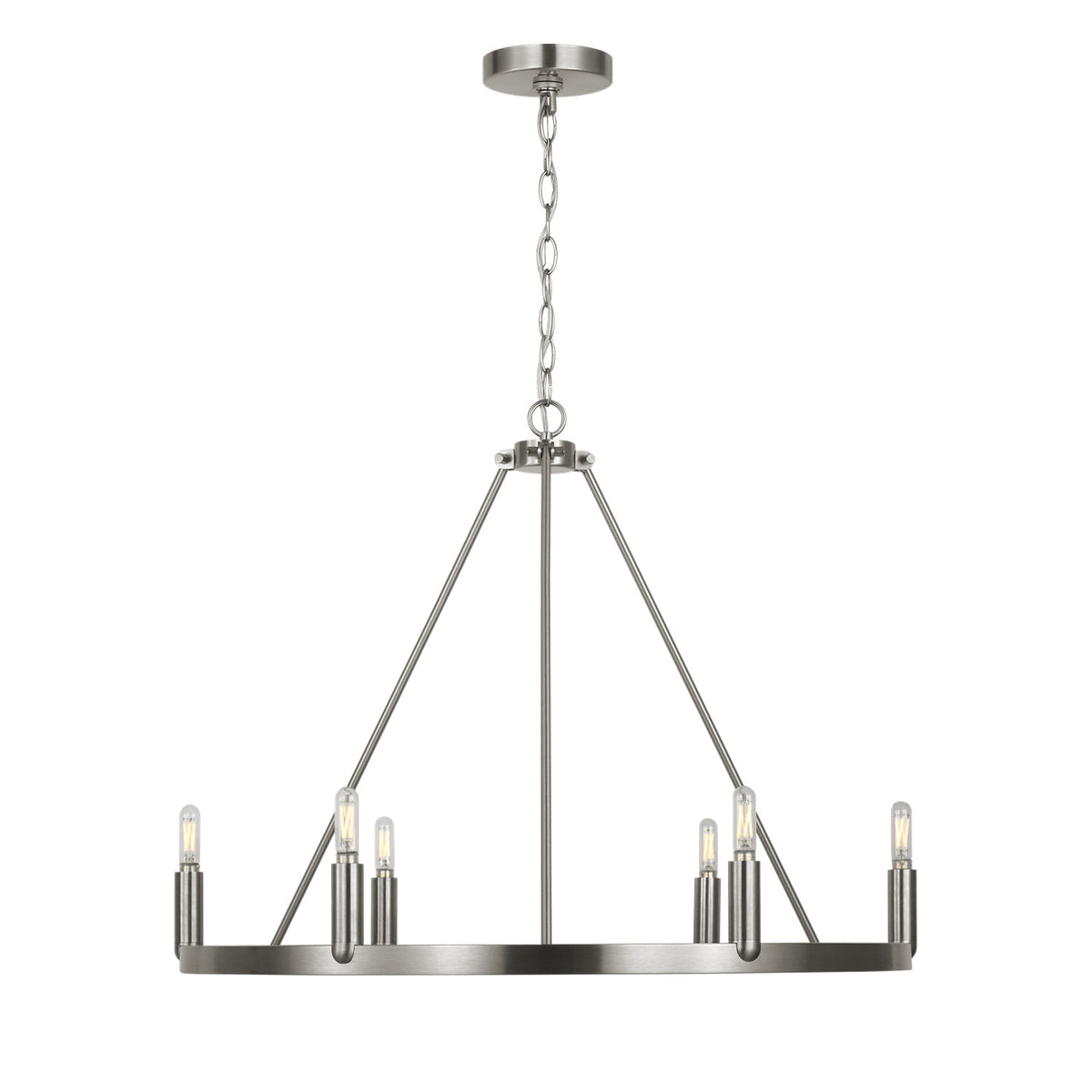 Trenton 6 Light Chandelier 28", Brushed Nickel