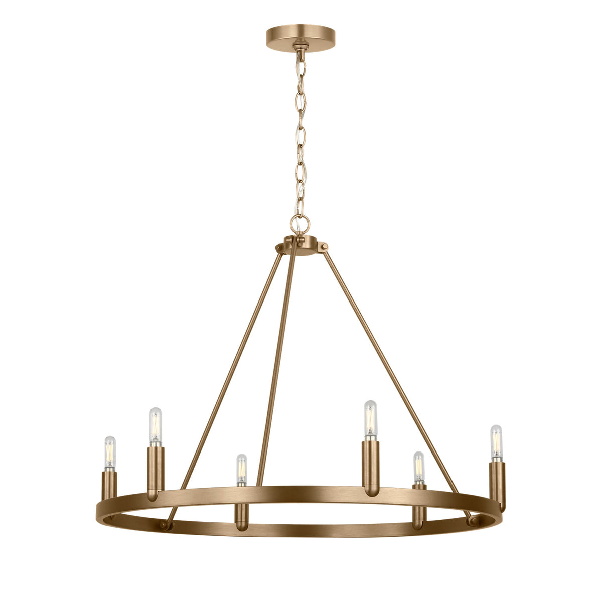 Trenton 6 Light Chandelier 28", Satin Brass