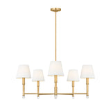 Savannah 5 Light Chandelier 33", Gilded Brass