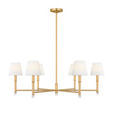 Savannah 6 Light Chandelier 40", Gilded Brass