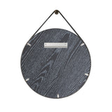 Stamford Round Decorative Mirror 18" x 23", Polished Nickel with Black Leather Strap