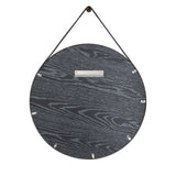 Stamford Round Decorative Mirror 24" x 32", Polished Nickel with Black Leather Strap