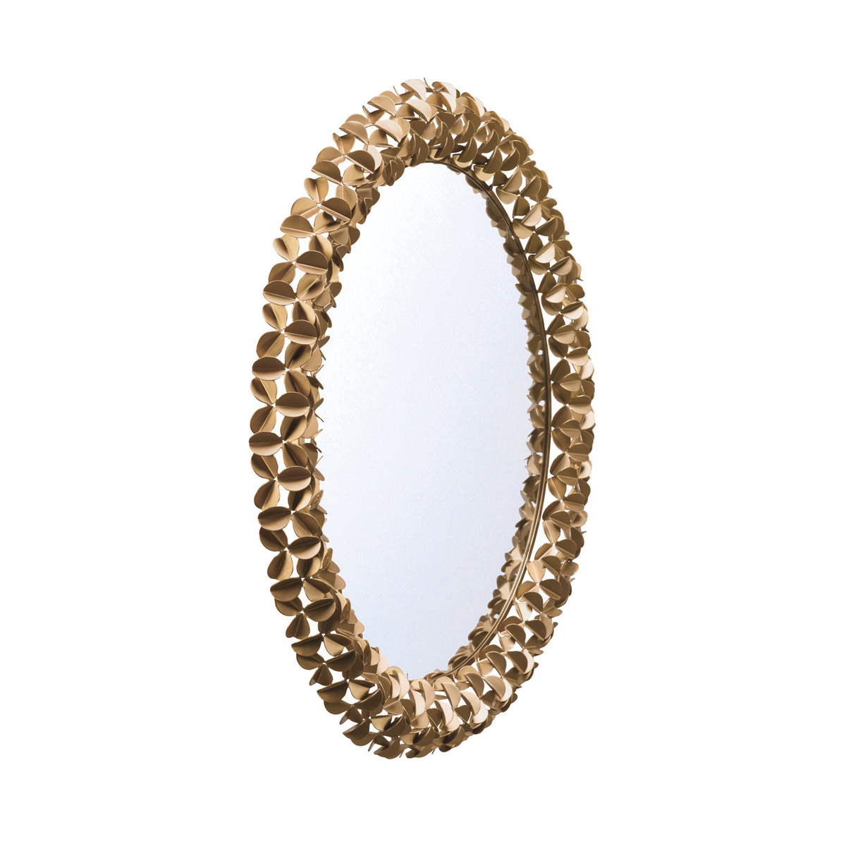 Flossie Round Decorative Mirror 30" x 30", Soft Brass