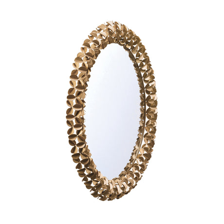 Flossie Round Decorative Mirror 30" x 30", Soft Brass