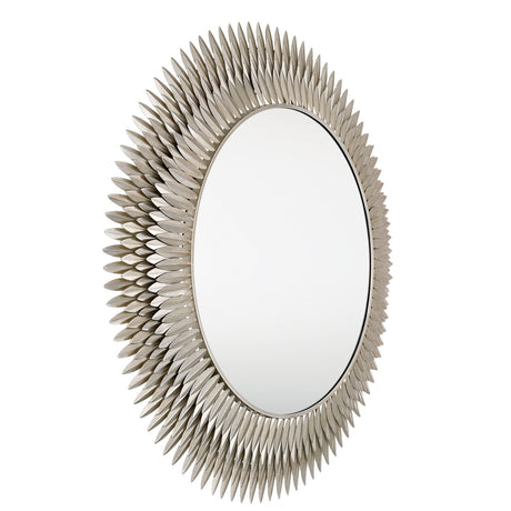 Alicia Round Decorative Mirror 47" x 47", Antique Silver