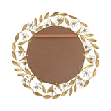 Jasmine Round Decorative Mirror 30" x 30", Antique Gold and Crystal