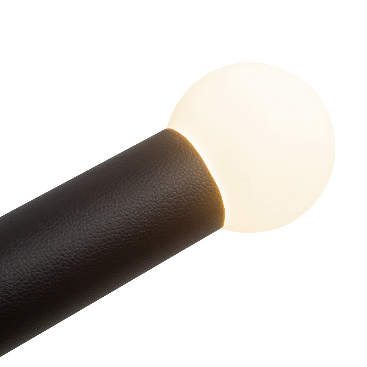 Roswell 3 Light LED Pendant 52", Black Vegan Leather and Brushed Brass