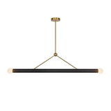 Roswell 2 Light LED Linear Pendant 52", Black Vegan Leather and Brushed Brass