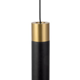 Roswell LED Pendant 5", Black Vegan Leather and Brushed Brass