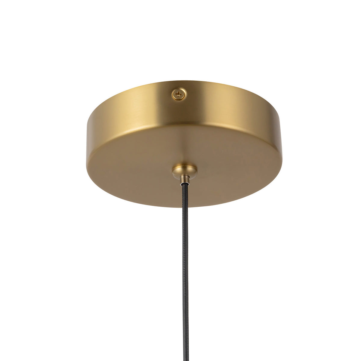Roswell LED Pendant 5", Black Vegan Leather and Brushed Brass