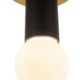 Roswell Small LED Flush Mount 5", Black Vegan Leather and Brushed Brass