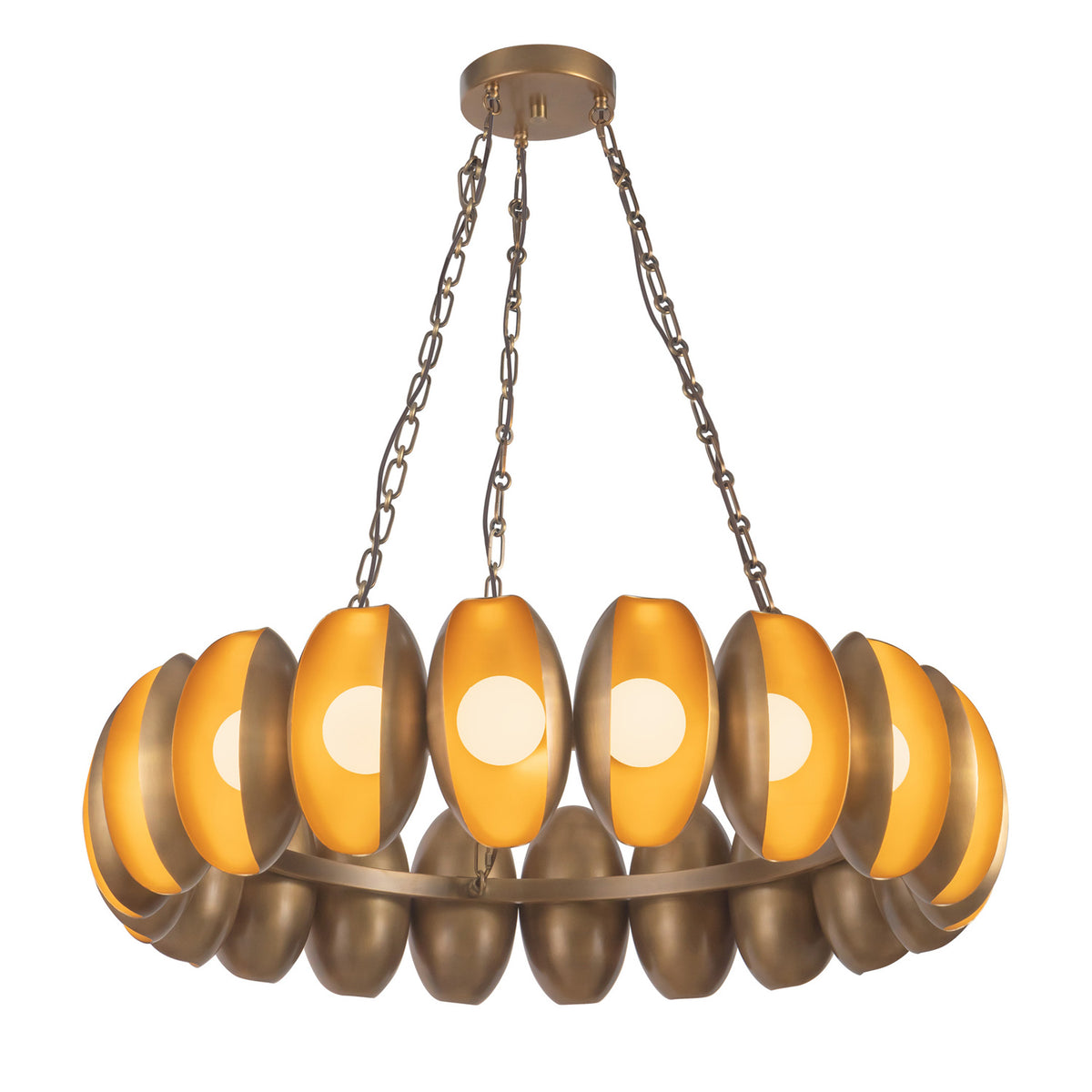Bolton 20 Light LED Chandelier 37", Vintage Brass