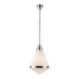Essex Pendant 14", Polished Nickel and Matte Opal Glass
