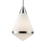 Essex Pendant 14", Polished Nickel and Matte Opal Glass