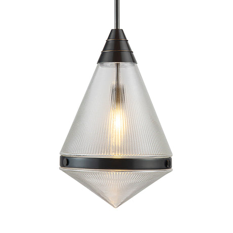Essex Pendant 14", Urban Bronze and Clear Prismatic Glass