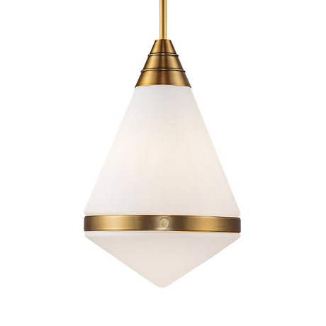 Essex Pendant 14", Vintage Brass and Matte Opal Glass