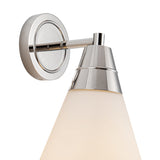 Essex Wall Sconce 12", Polished Nickel and Matte Opal Glass
