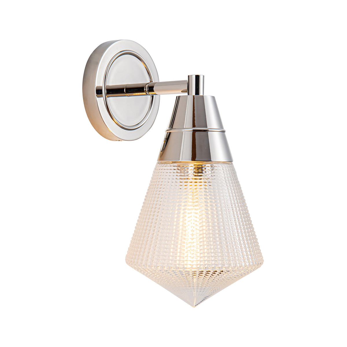 Essex Wall Sconce 12", Polished Nickel and Clear Prismatic Glass