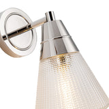 Essex Wall Sconce 12", Polished Nickel and Clear Prismatic Glass