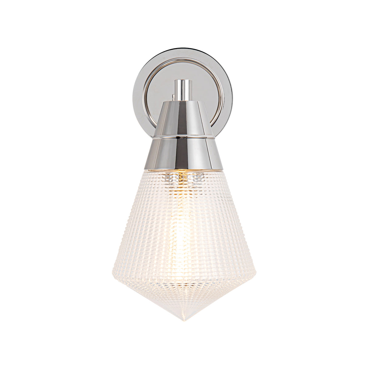 Essex Wall Sconce 12", Polished Nickel and Clear Prismatic Glass