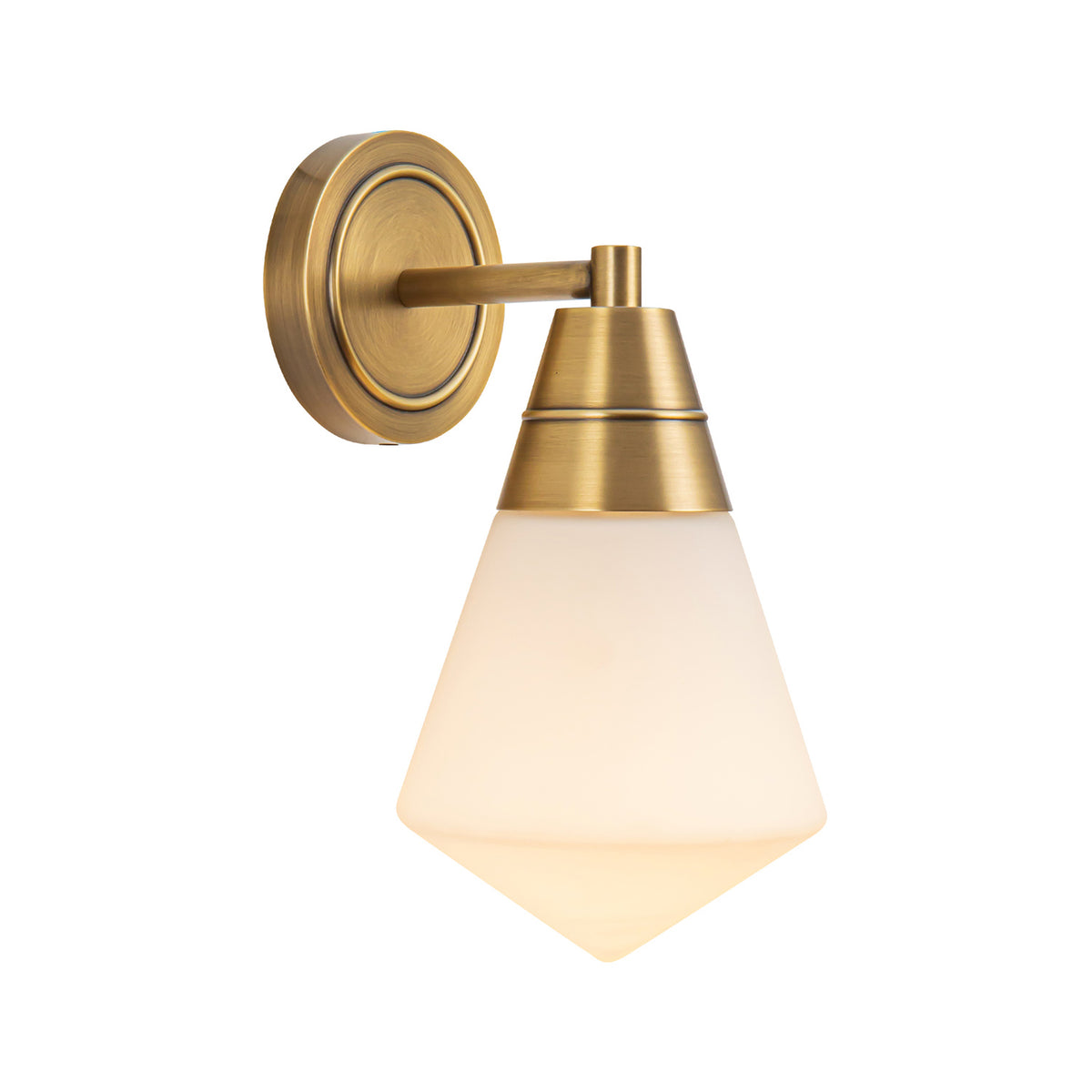 Essex Wall Sconce 12", Vintage Brass and Matte Opal Glass