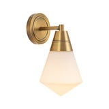 Essex Wall Sconce 12", Vintage Brass and Matte Opal Glass