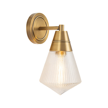 Essex Wall Sconce 12", Vintage Brass and Clear Prismatic Glass