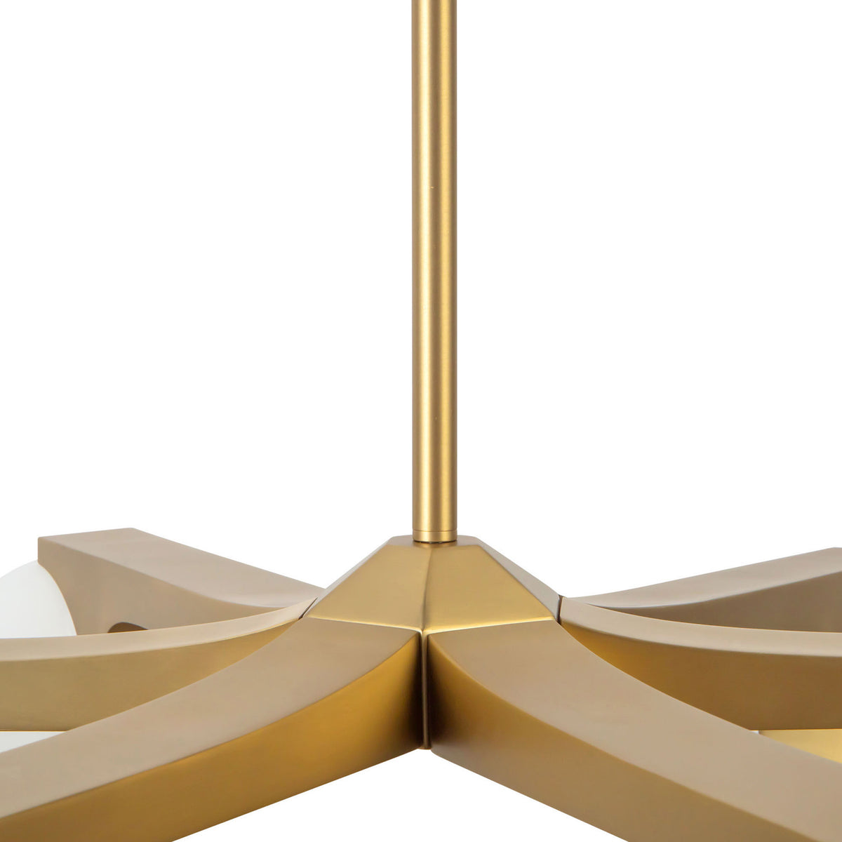 Duncan 6 Globe Chandelier 37", Brushed Brass and Opal Glass