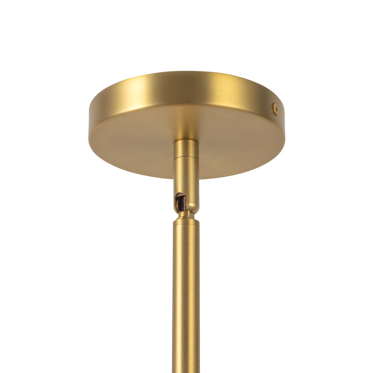 Duncan 6 Globe Chandelier 37", Brushed Brass and Opal Glass