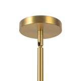 Duncan 6 Globe Chandelier 37", Brushed Brass and Opal Glass