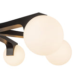 Duncan 6 Globe Chandelier 37", Matte Black and Opal Glass