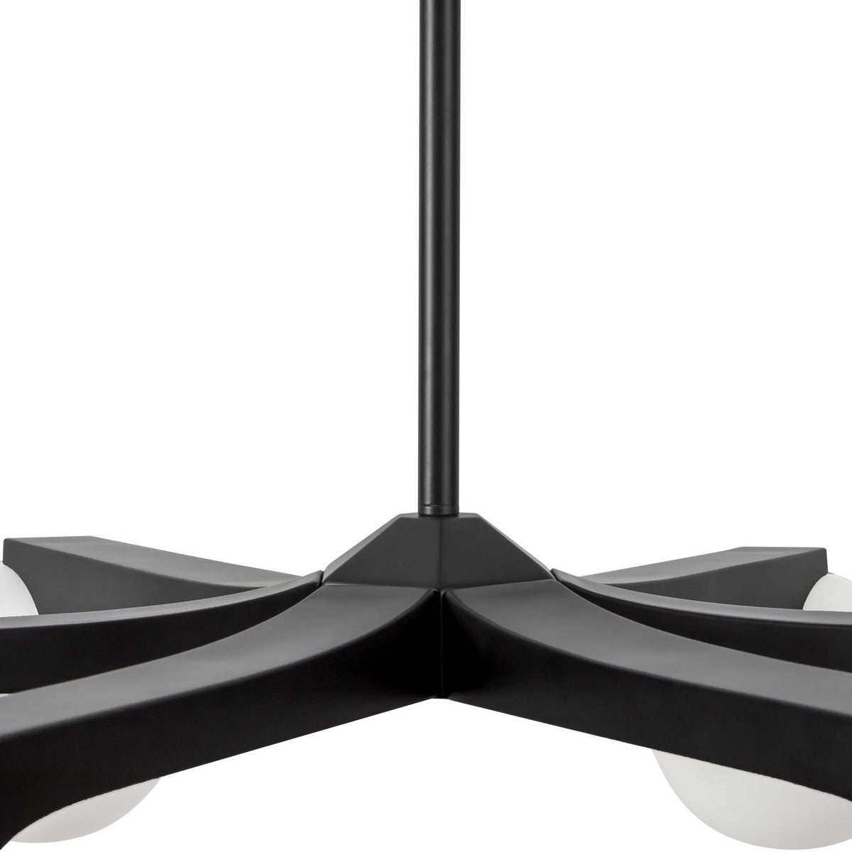 Duncan 6 Globe Chandelier 37", Matte Black and Opal Glass
