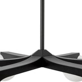 Duncan 6 Globe Chandelier 37", Matte Black and Opal Glass