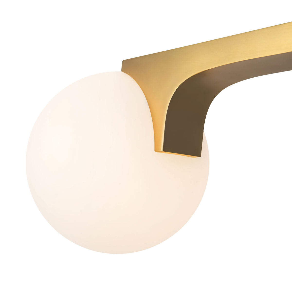 Duncan 2 Globe Linear Pendant 47", Brushed Brass and Opal Glass