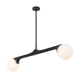 Duncan 2 Globe Linear Pendant 47", Matte Black and Opal Glass