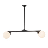 Duncan 2 Globe Linear Pendant 47", Matte Black and Opal Glass