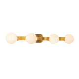 Duncan 4 Globe Vanity 34", Brushed Brass and Opal Glass