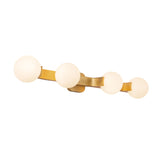 Duncan 4 Globe Vanity 34", Brushed Brass and Opal Glass