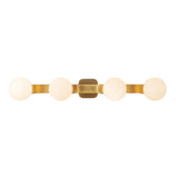 Duncan 4 Globe Vanity 34", Brushed Brass and Opal Glass
