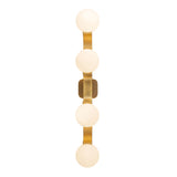 Duncan 4 Globe Vanity 34", Brushed Brass and Opal Glass
