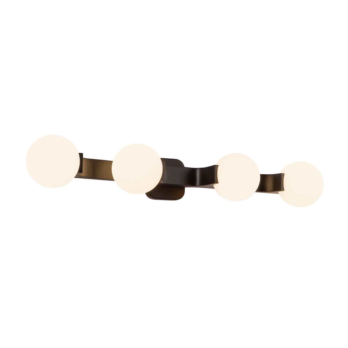 Duncan 4 Globe Vanity 34", Matte Black and Opal Glass