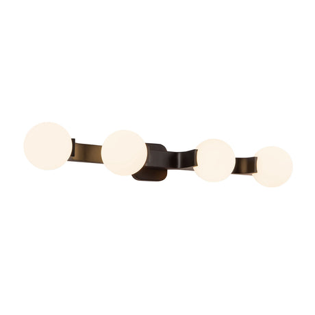 Duncan 4 Globe Vanity 34", Matte Black and Opal Glass
