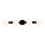 Duncan 4 Globe Vanity 34", Matte Black and Opal Glass