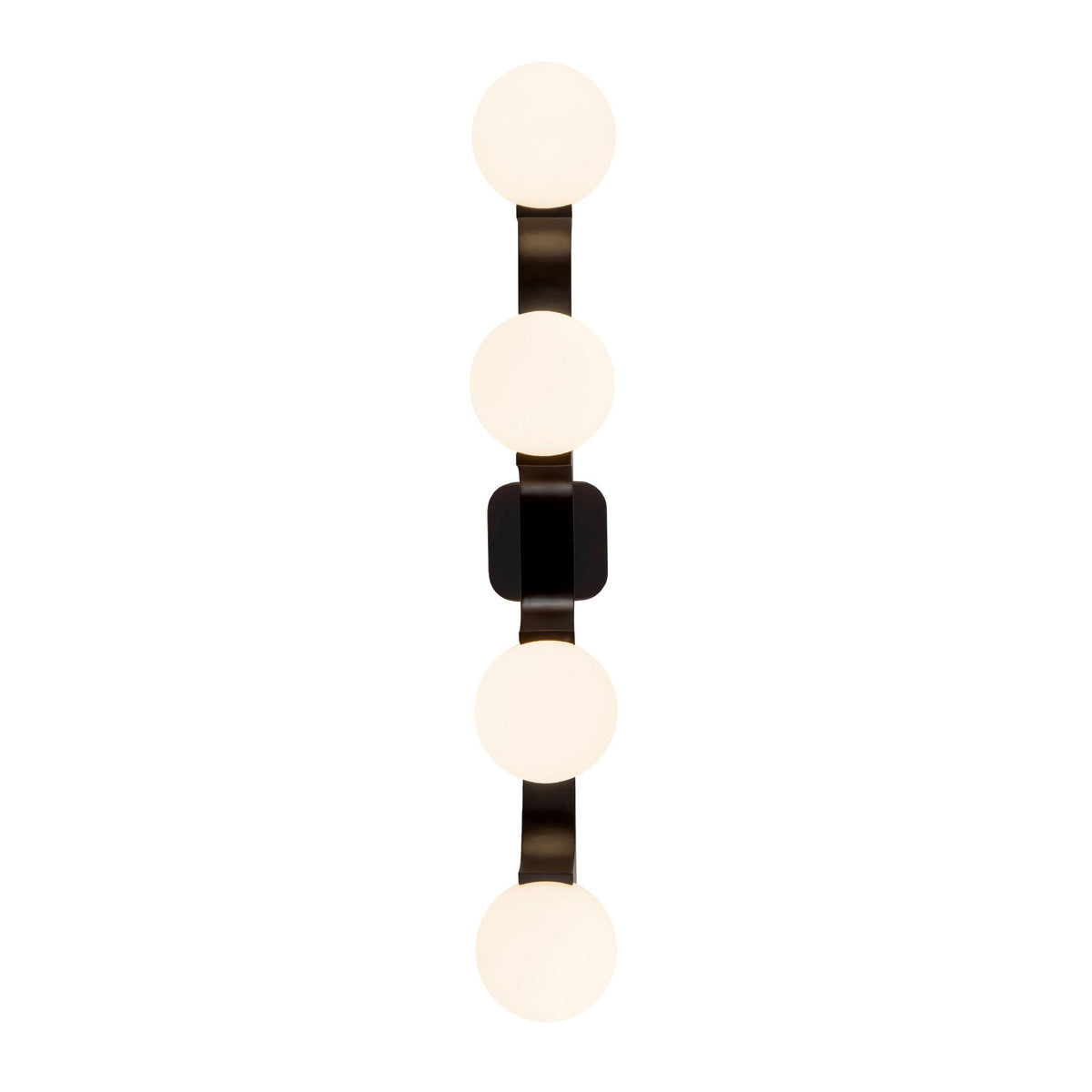 Duncan 4 Globe Vanity 34", Matte Black and Opal Glass